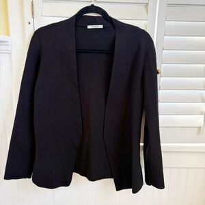 MM Lafleur Solid Black Open Front Woolf Jardigan Women’s Size Large